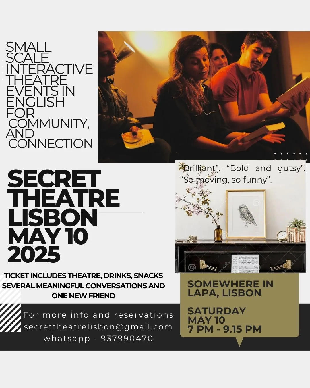 Secret Theatre Lisbon - Theatre and Drinks Evening 